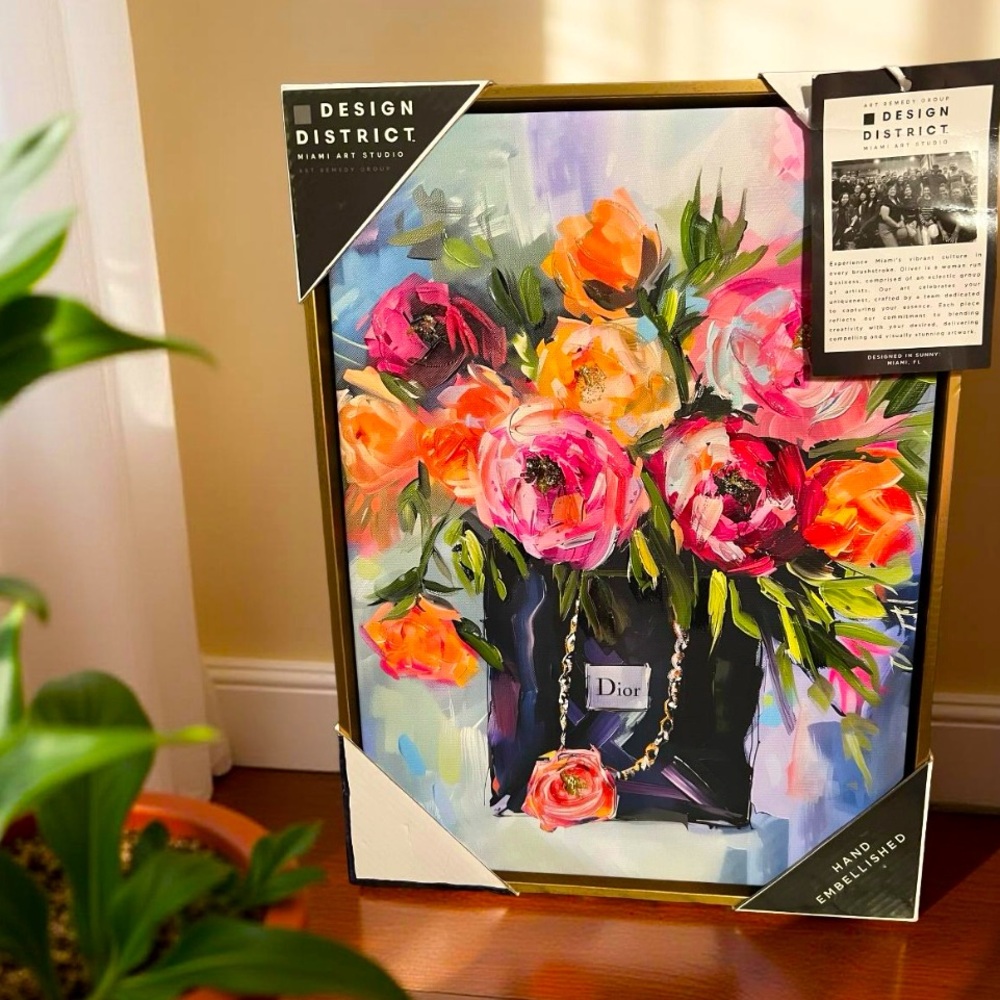 District Design NWT Pink Vibrant Botanical Floral Luxury Inspired Canvas Print